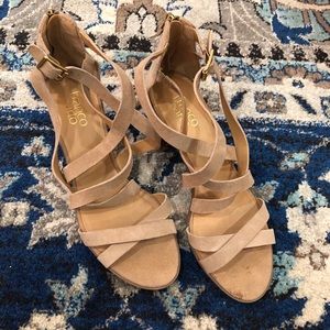 Franco Sarto nude leather heels size 10